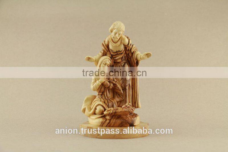 Christmas Composition Olive Wood Carved Holy Family