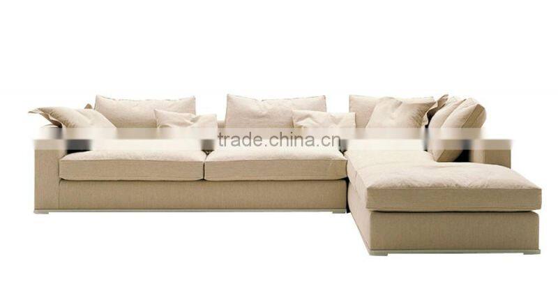 New Collection omega high quality cotton and linen fabric solid wood legs feather sofa set