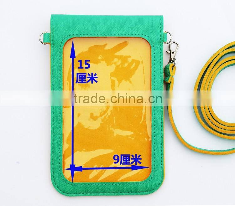 Lovely design cell phone credit card holder in PU material, 2 credit card pocket in back