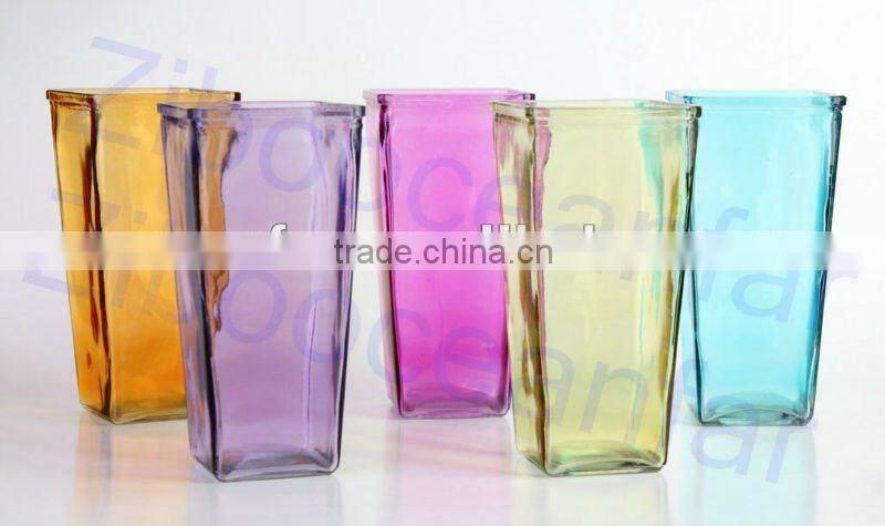 Colorful Square Glass Vase