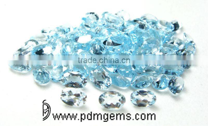Sky Blue Topaz Semi Precious Gemstone Oval Cut Faceted Gemstone Lot For Jewelry From Wholesaler