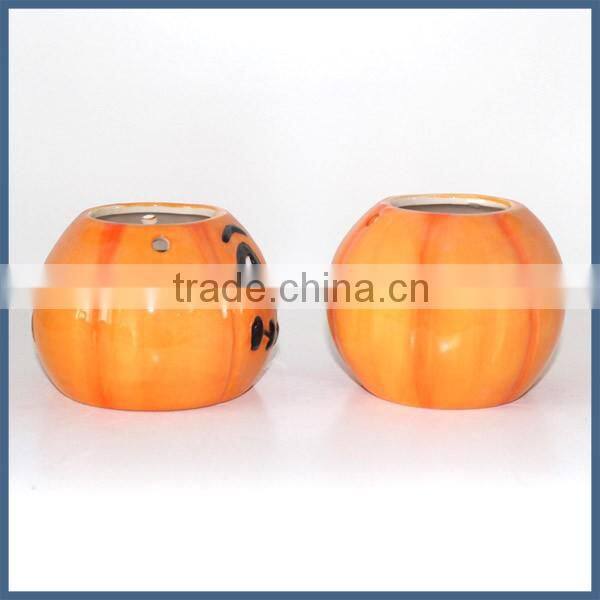 Happy halloween decorative ceramic pumpkin candle jar