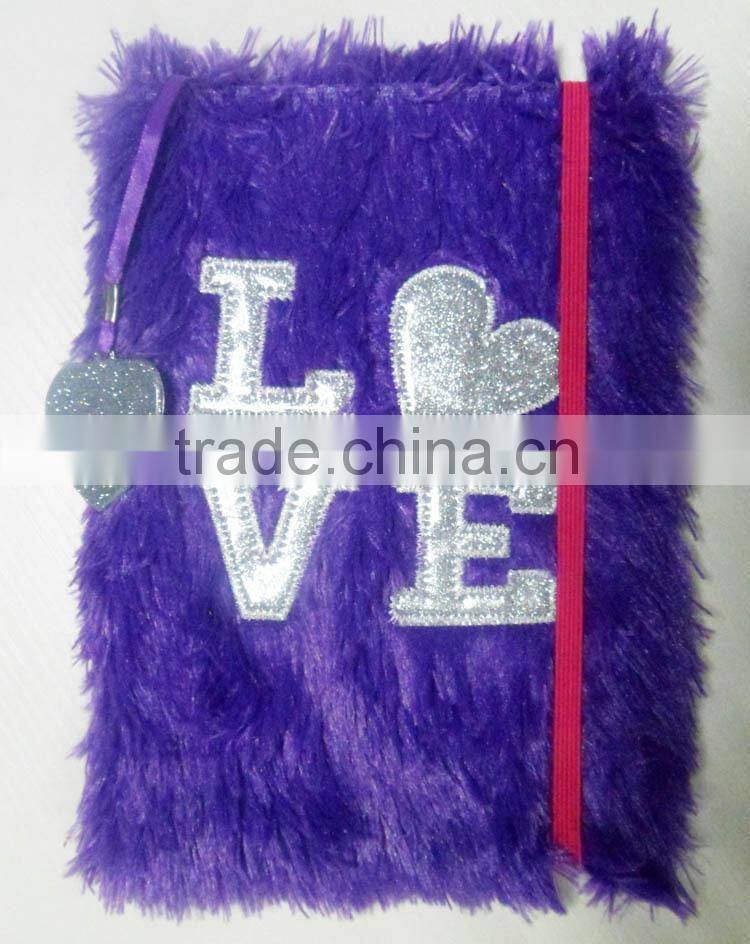 Embroider applique LOVE customized plush notebook fabric notebook