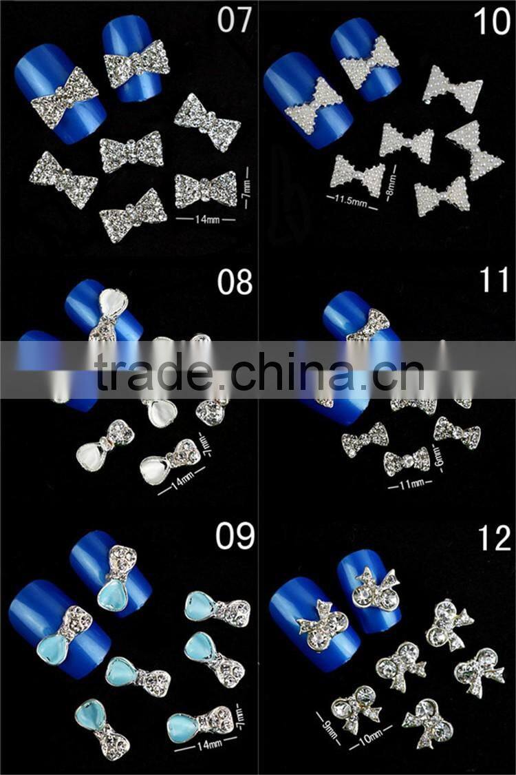 3d metal nail decoration bow tie rhinestone nail art&design pictures