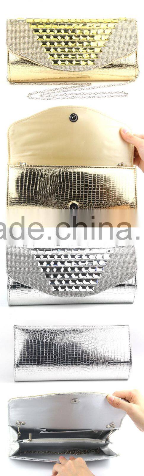 Indian purse women gold crystal pu hand bag