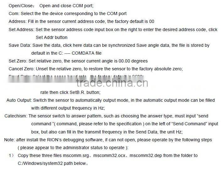 standard single axis inclinometer, clinometer, clination sensor Output through serial interface RS232 ,RS485 or TTL.