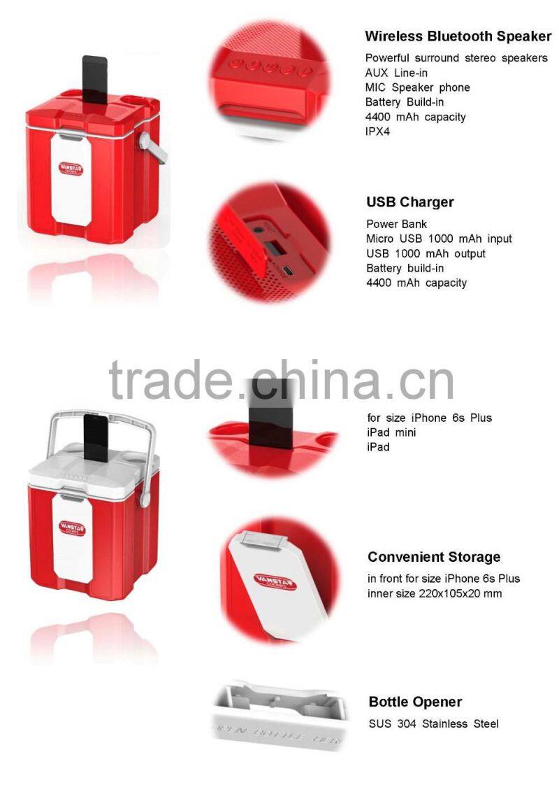 18 cans lunch cooler bag with Bluetooth Speaker, USB Charger Power Bank