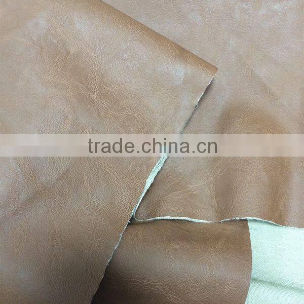 Soft hand-feeling PU faux leather fabric for clothing usage with rayon backing