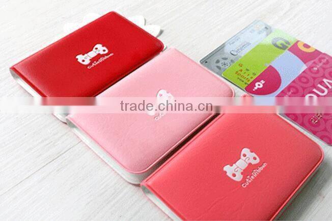 Lovely Business Credit Card Holder wallet PU Leather Strap Buckle Bank Card case pvc ID Card passport Holder Pocket purse Bag