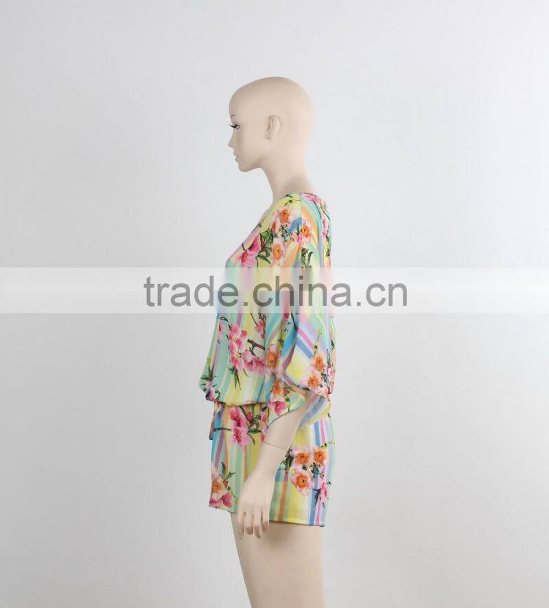 OEM custom sexy jumpsuit summer wear 2016 girl woman beach wear cheap price in Guangzhou
