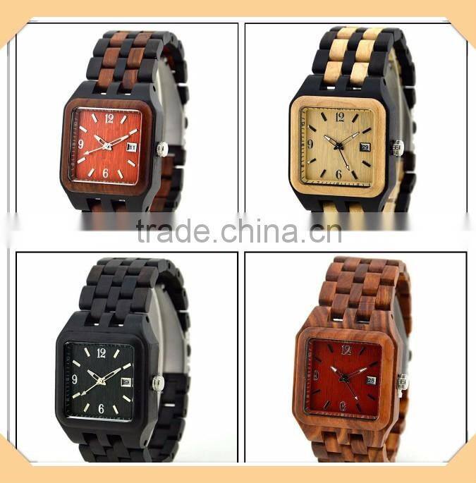 Handcraft Ebony Wooden Quartz Watch with customized logo