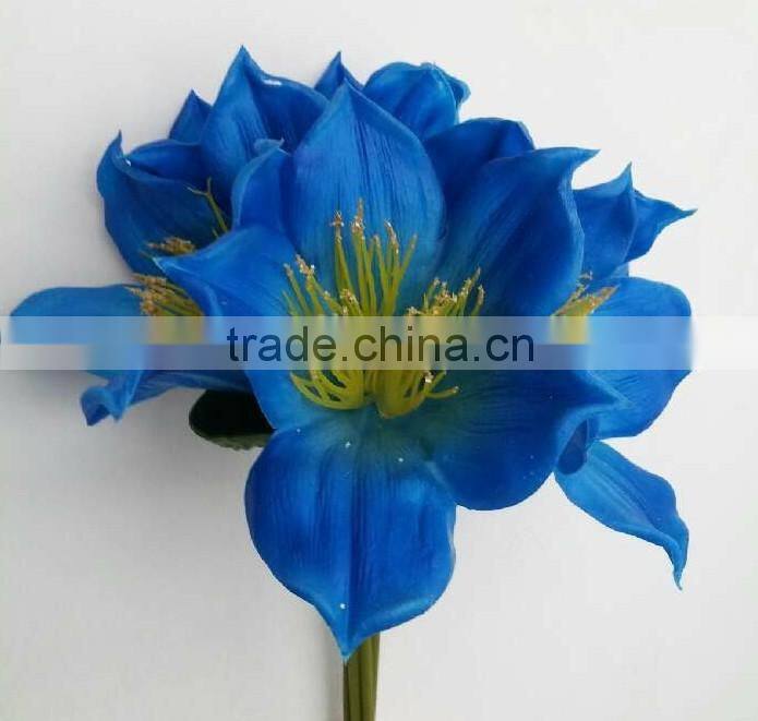 handmade white artificial bombax flower bouquet ,pu 5 head common bombax for decor