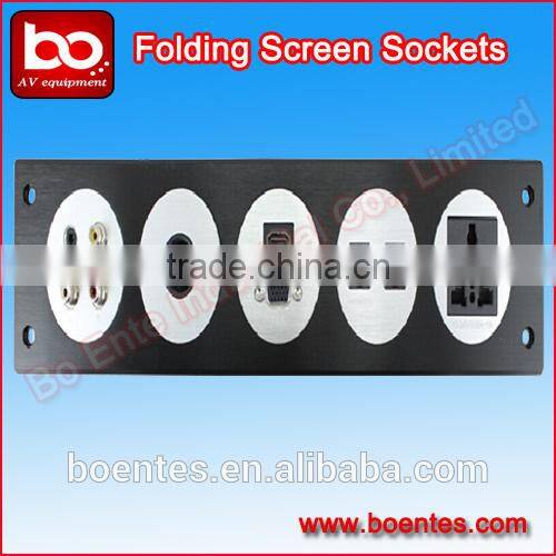 Aluminum Alloy Panel Wall Mount Hotel Multiple AV Socket Panel with Bottom Box for Office Electrical Plugs