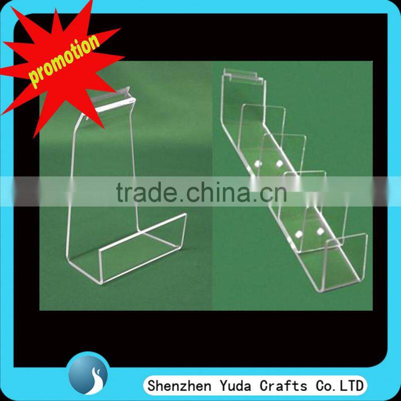 Crystal acrylic slatwall bag display, plexiglass wallet display rack wholesale