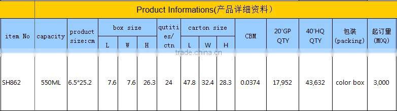 SH862 stainless steel vacuum juice bottle for sport