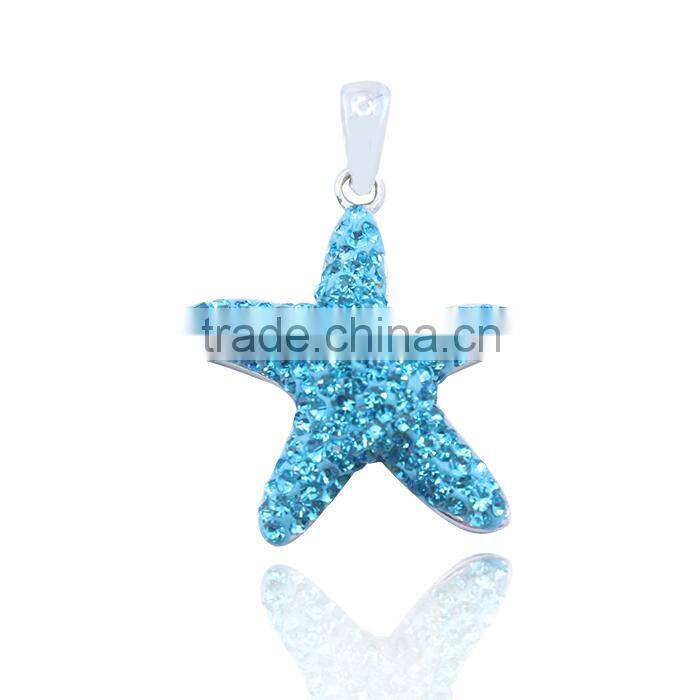 starfish series shiny CZ silver pendant