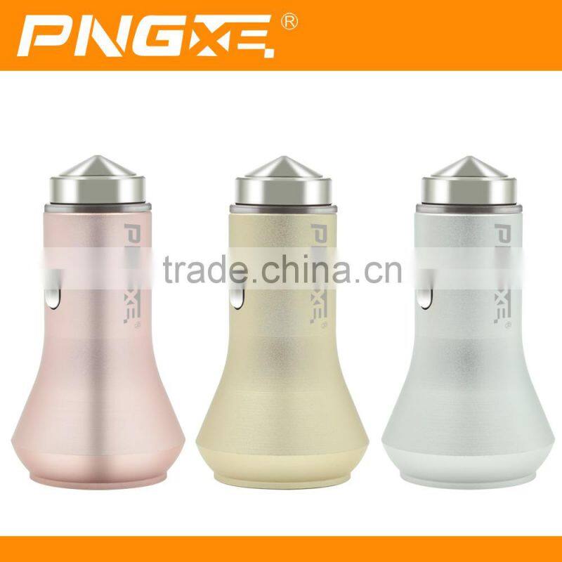 2015 New Arrival mobile phone portable universal mini metal dual usb car charger
