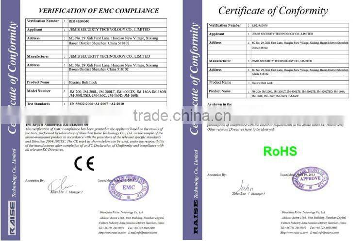 Fail Safe Electric Bolt Lock for frameless Glass Door / Wooden door / Aluminum door JM-160A