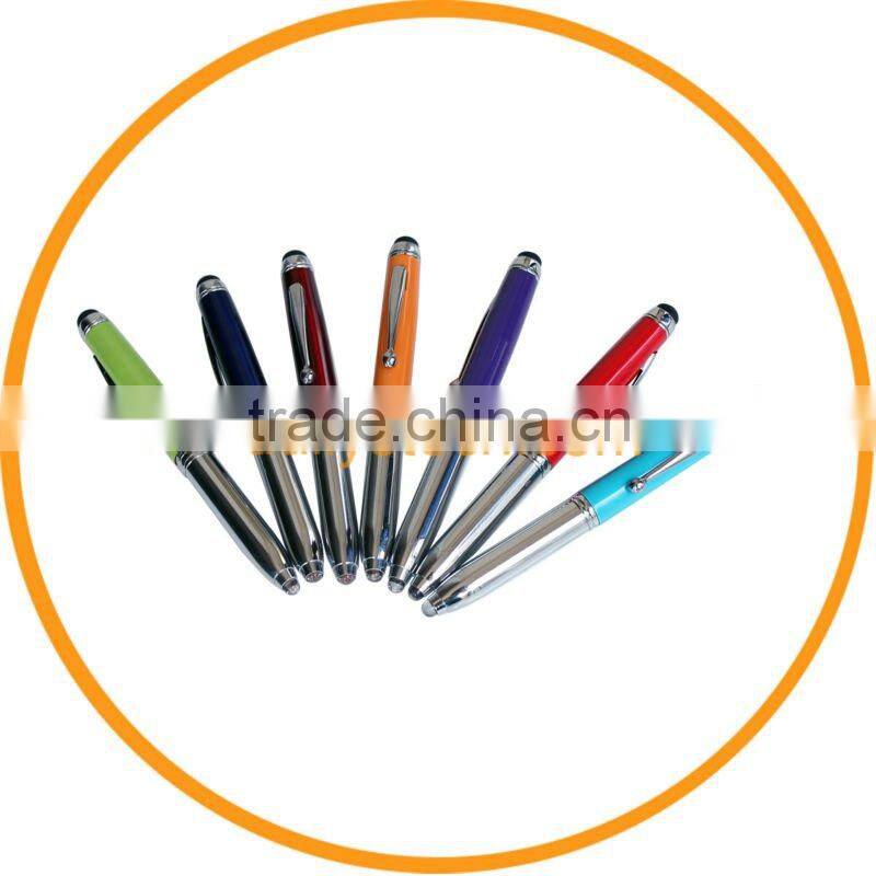 LED Light + ball pen + Stylus Touch Pen For iPad for iPhone 3GS 4G 4S 4GS silver