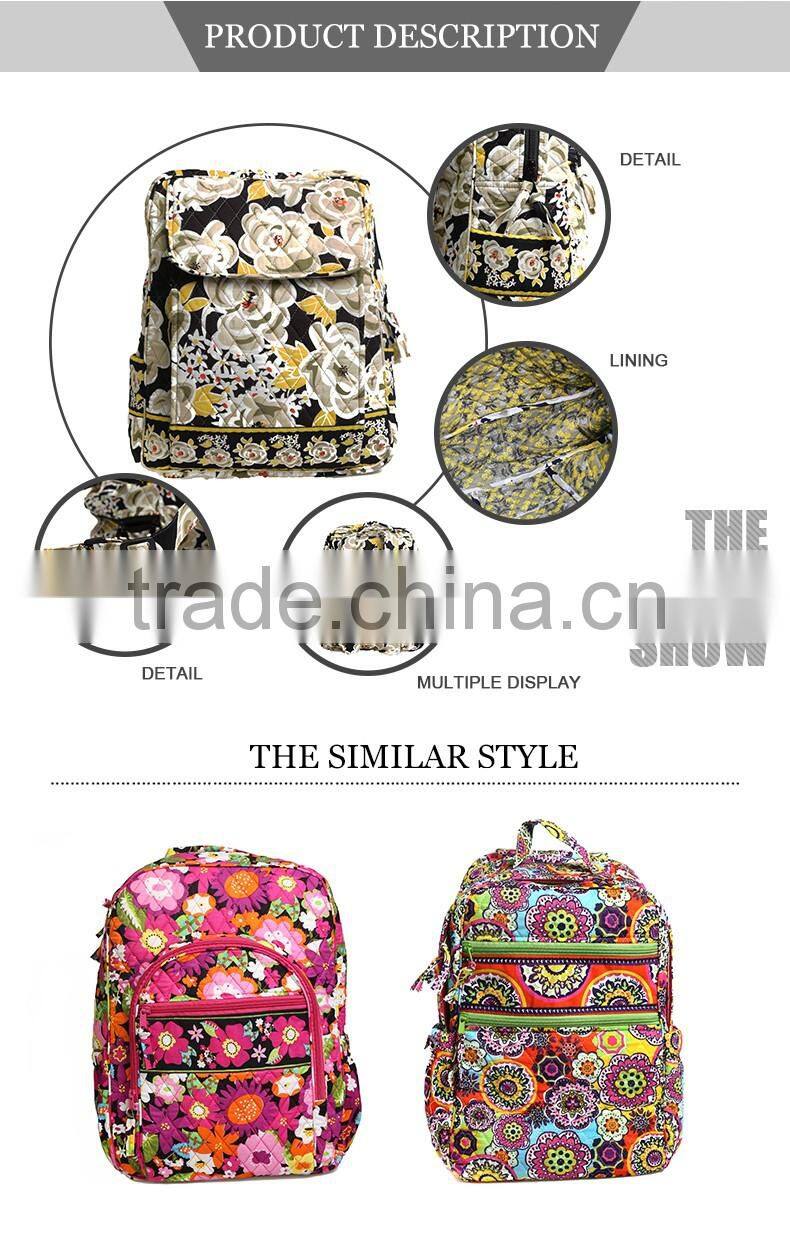 Hot sale pretty quilted pattern duffel womens big cotton back pack