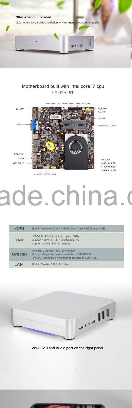 Realan W44-i7H45T Intel i7 Mini PC Desktop Barebone Computer