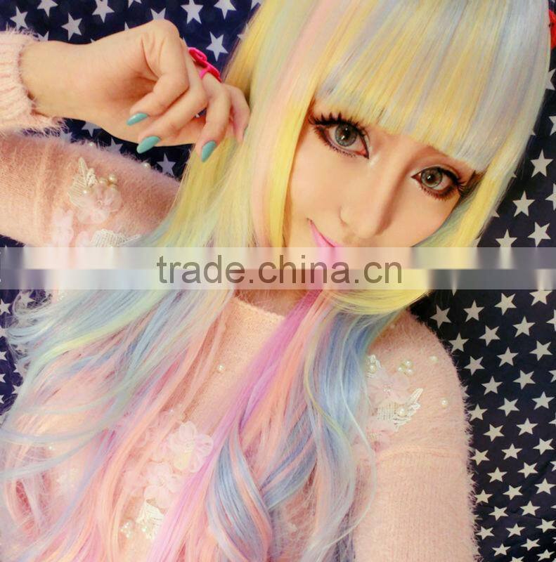 2014 hot sale synthetic loose wavy colorful wig for party
