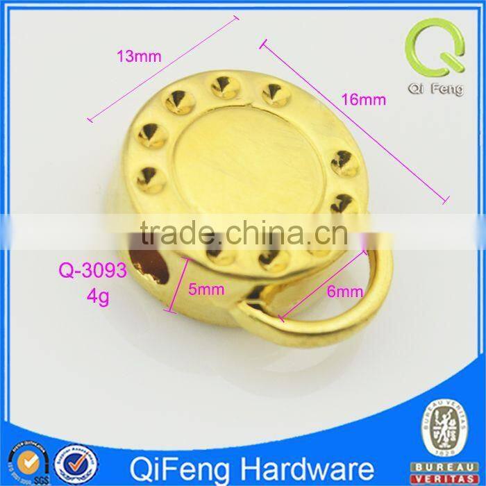 Q-3093 zippers manufacturer custom shiny gold round engrave puller