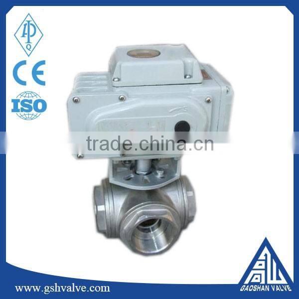 threaded stainless steel 304/316 tee type ball valve with motors