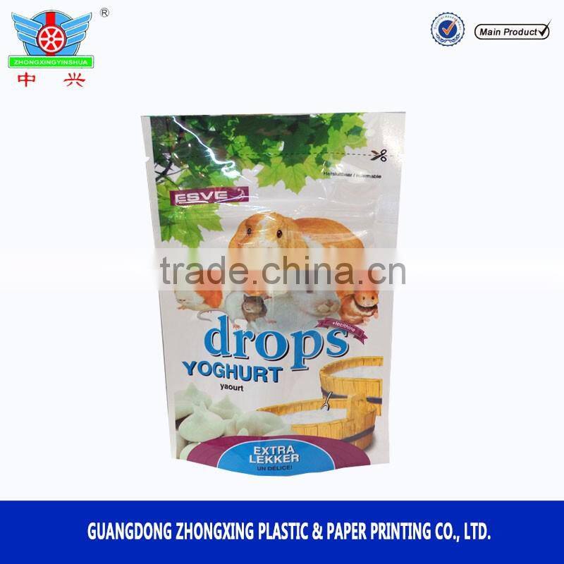 stand up pouch with zipper, pet food bag, PET treat bag