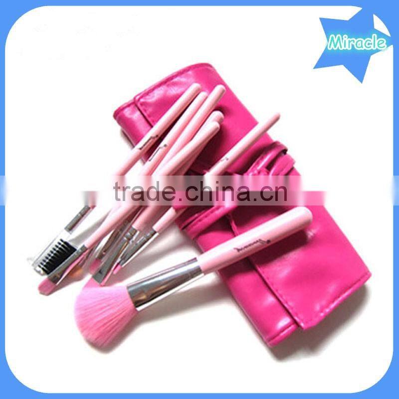 Wholesale 7pcs makeup brush set with belt case colorful cute travel makeup kits