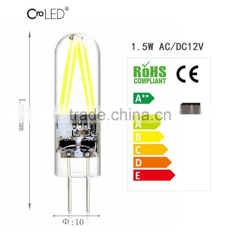 CroLED 10pcs G4 AC/DC12V Light Bulb 1.5W Bi-Pin Pure White LED Filament Lamp