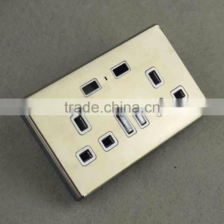 Stainless steel wall switches with usb wall plug sockets