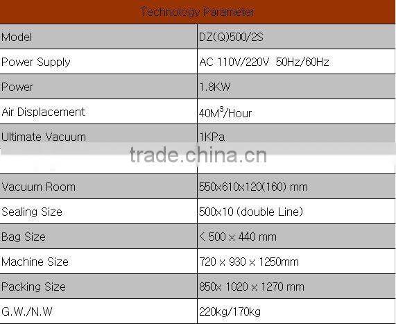 frozen pork double chamber vacuum packing machine