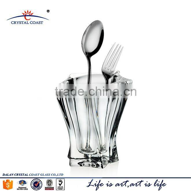 Decorative Promotional glass spoon rest; glass fork spoon holder