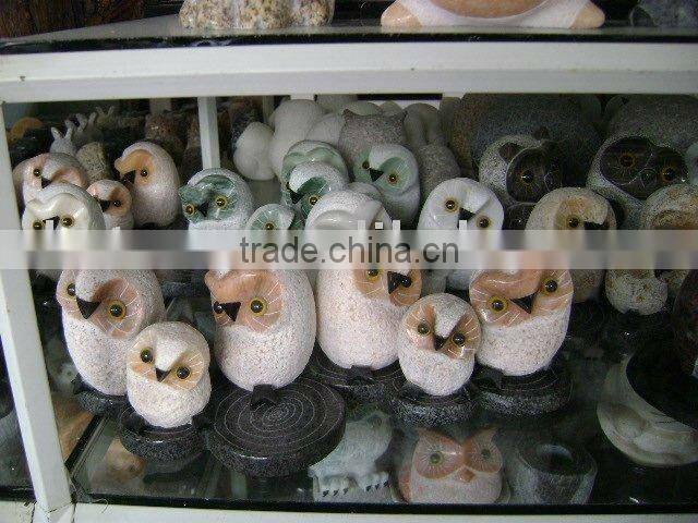 Garden and indoor decor handmade river stone owl sculptures