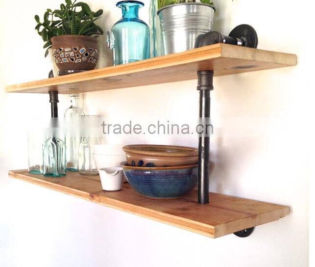2 layers wall mounted reclaimed Wood Wall Shelf