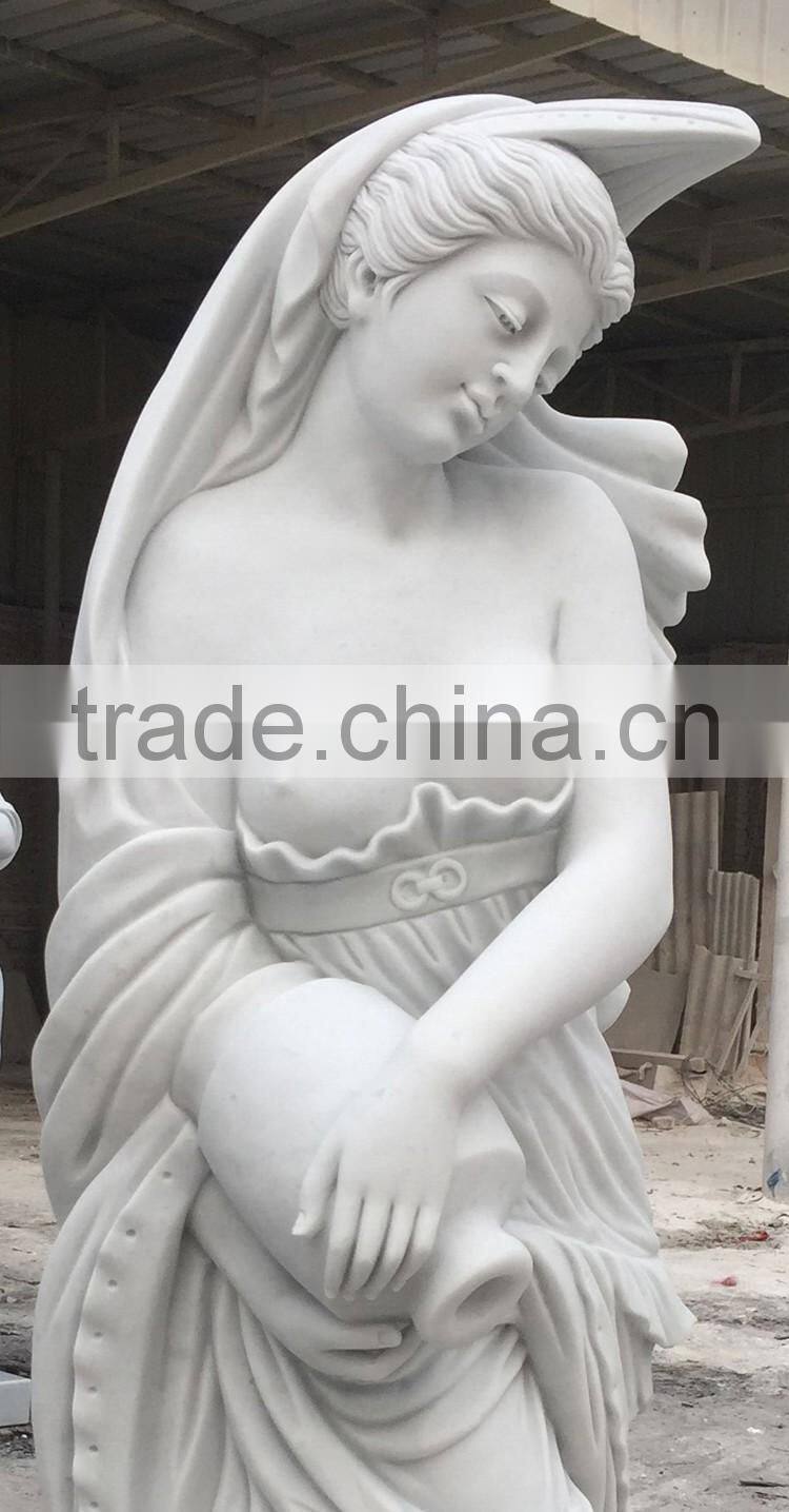 Natural Marble Stone Carved Woman Garden Statue