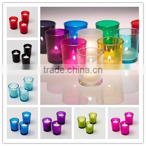 Colored glass round shape votive candle holder