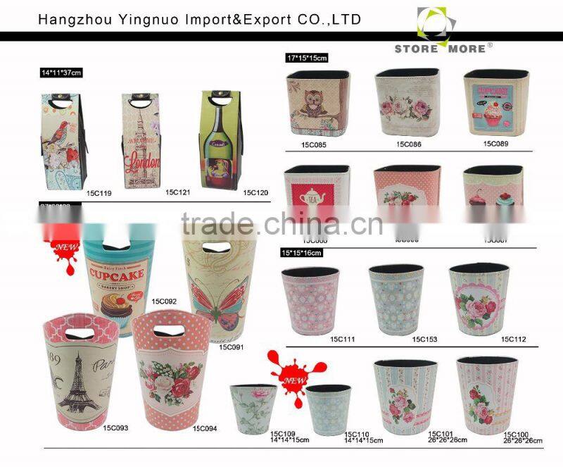 Eiffel Tower Printed Faux Leather trash can