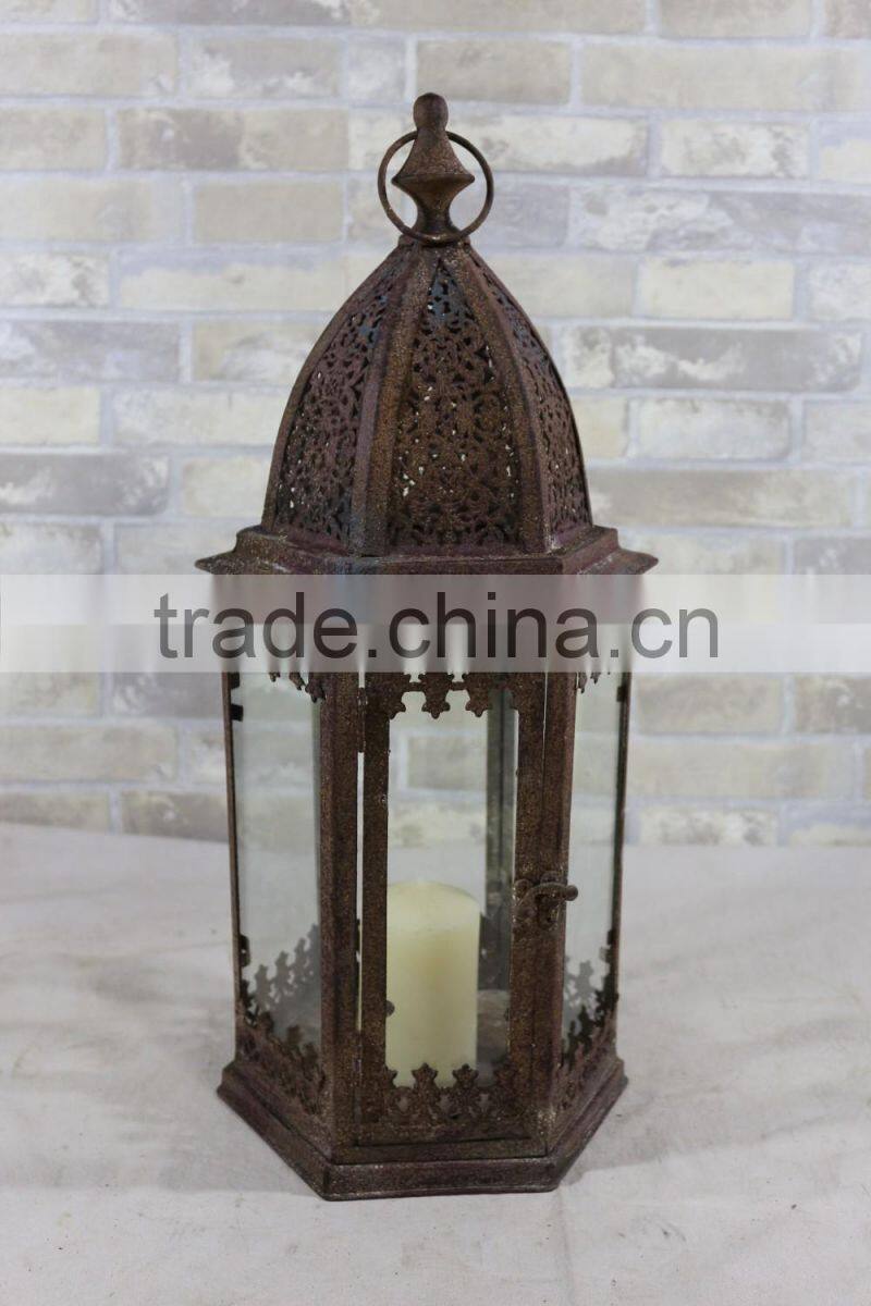 Customized Creative Hanging Outdoor Decor Antique Metal Candle Lantern