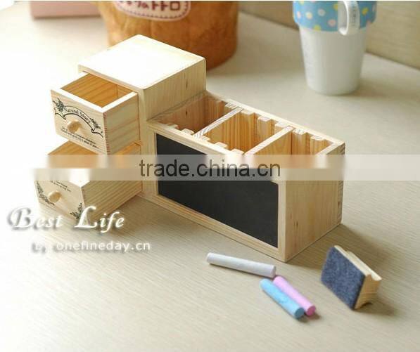 JJ200 Korean wood small blackboard storage box pen holder