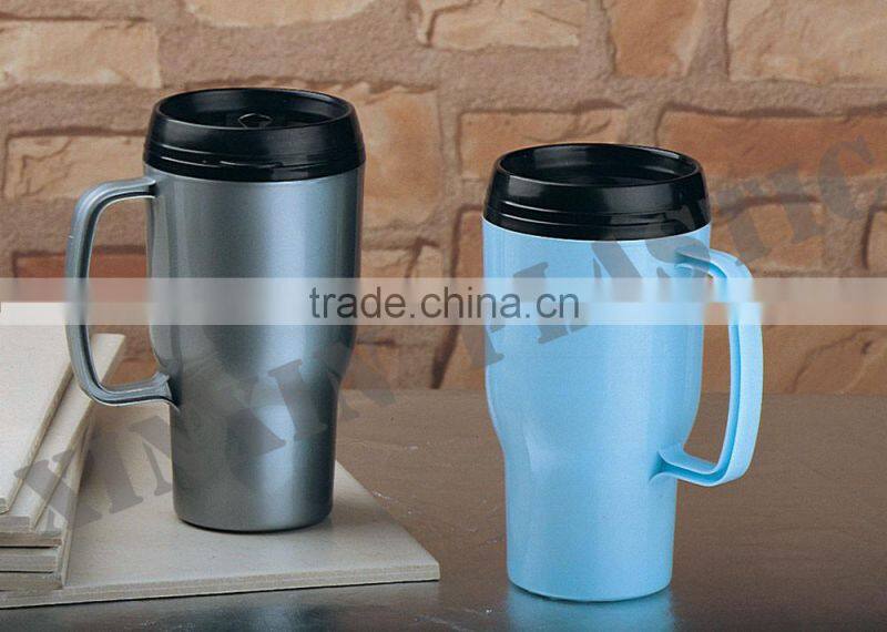 plastic coffee mug cup plastic double wall travel car mug for promotion
