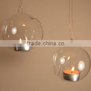 Hanging glass candle holder, hanging glass ball candle holder