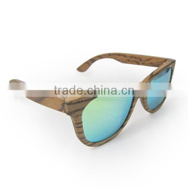 Eco-friendly oem zebra wood-framed lenses sunglasses