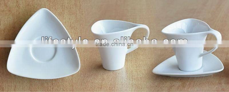 Porcelain Cup and Saucer with Solid Color