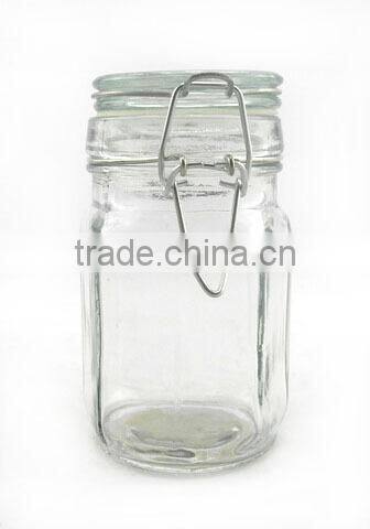 2016 zibo airtight clear cylinder pepper and salt jar with clamp lid for kitchen