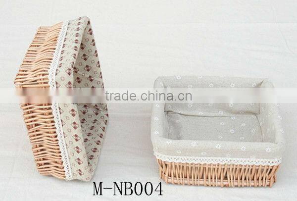 Wicker storage basket with liner& willow food / bread basket