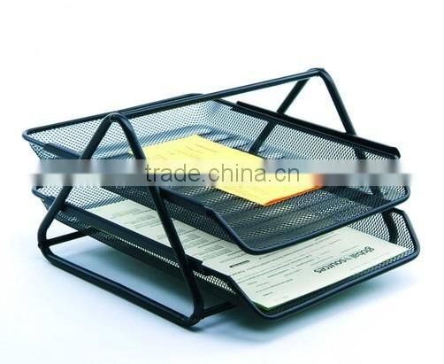 High Quality Smoked Pull Metal Mesh Office Desk File Tray