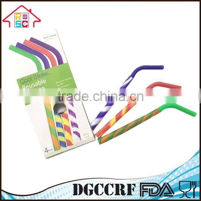 Colorful Silicone Drinking Straws, Reusable Silicone Straw