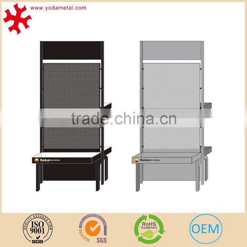 Stainless steel retail shop fitting pegboard display shelf for hooks